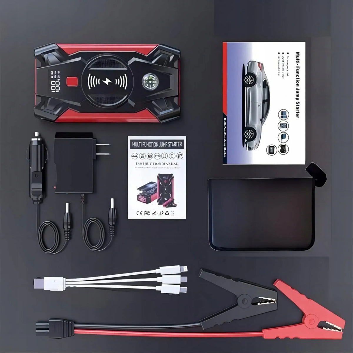 Homkel galingas automobilinis užvedimo įrenginys ir išorinė baterija, 12 V, 20 000 mAh