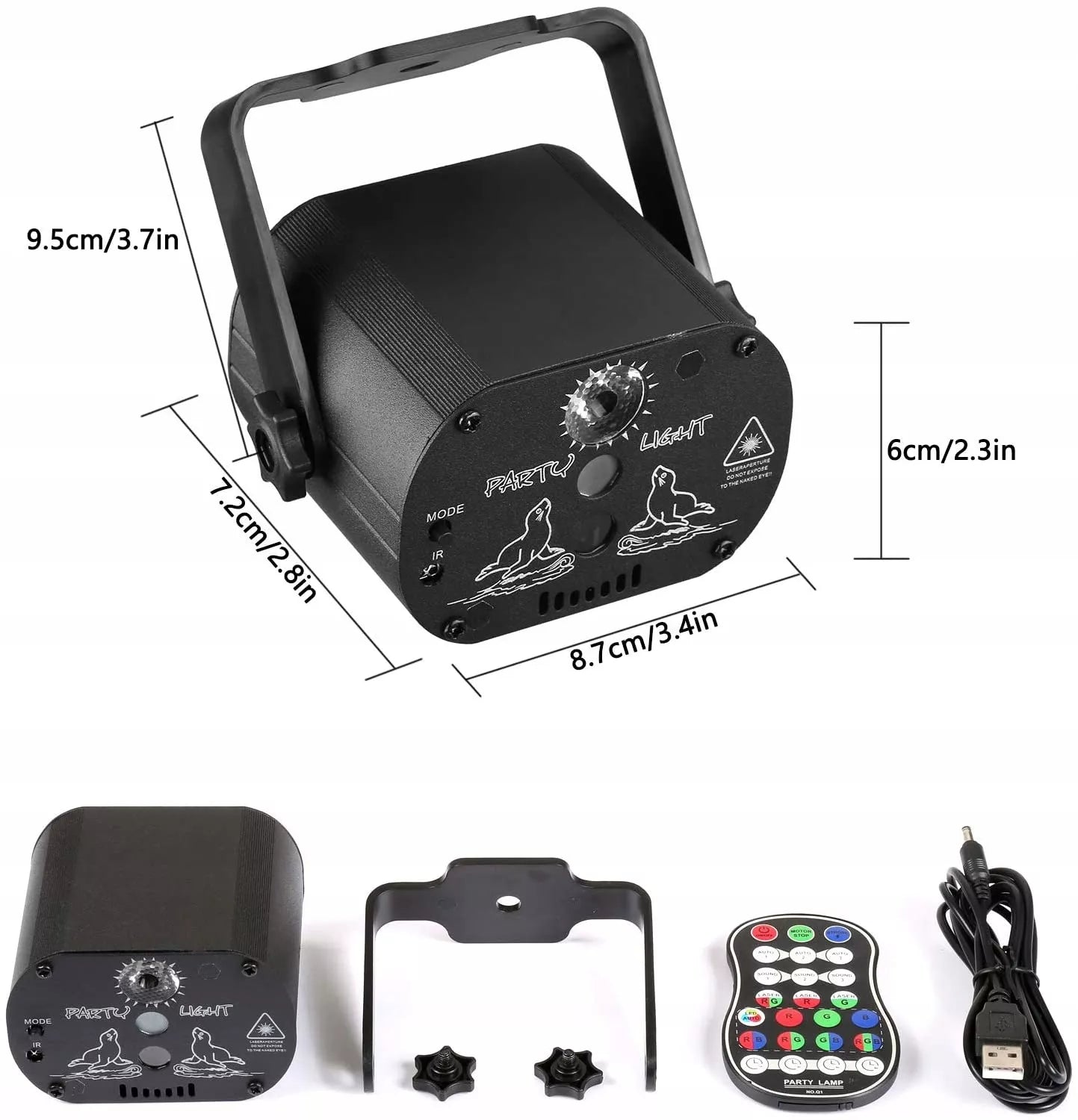 Homkel PROJEKTOR DISCO lazerinis disko rutulys su nuotolinio valdymo pulteliu, muzikiniu režimu ir RGB LED 8W
