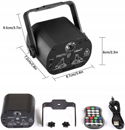 Homkel PROJEKTOR DISCO lazerinis disko rutulys su nuotolinio valdymo pulteliu, muzikiniu režimu ir RGB LED 8W