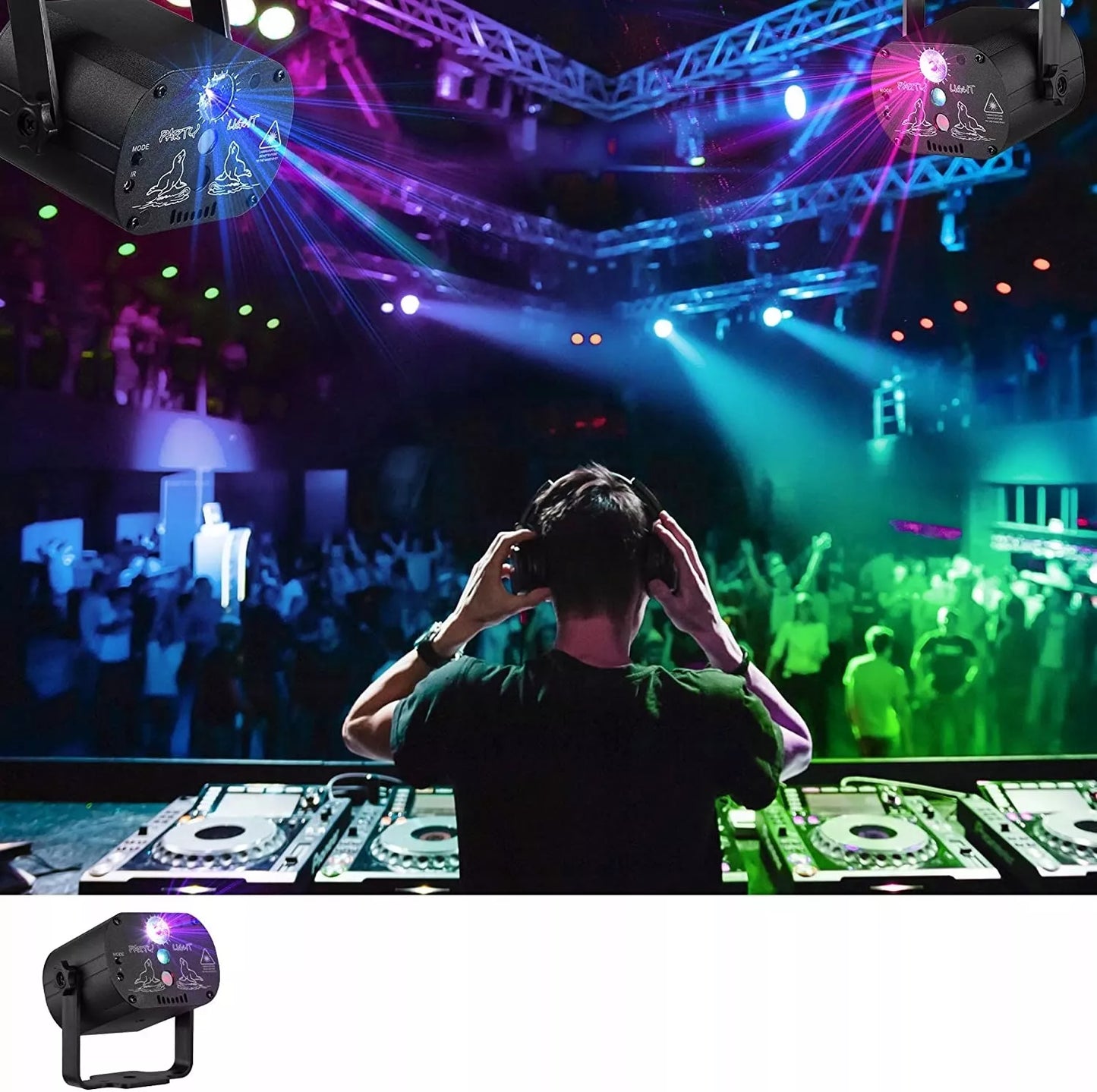 Homkel PROJEKTOR DISCO lazerinis disko rutulys su nuotolinio valdymo pulteliu, muzikiniu režimu ir RGB LED 8W