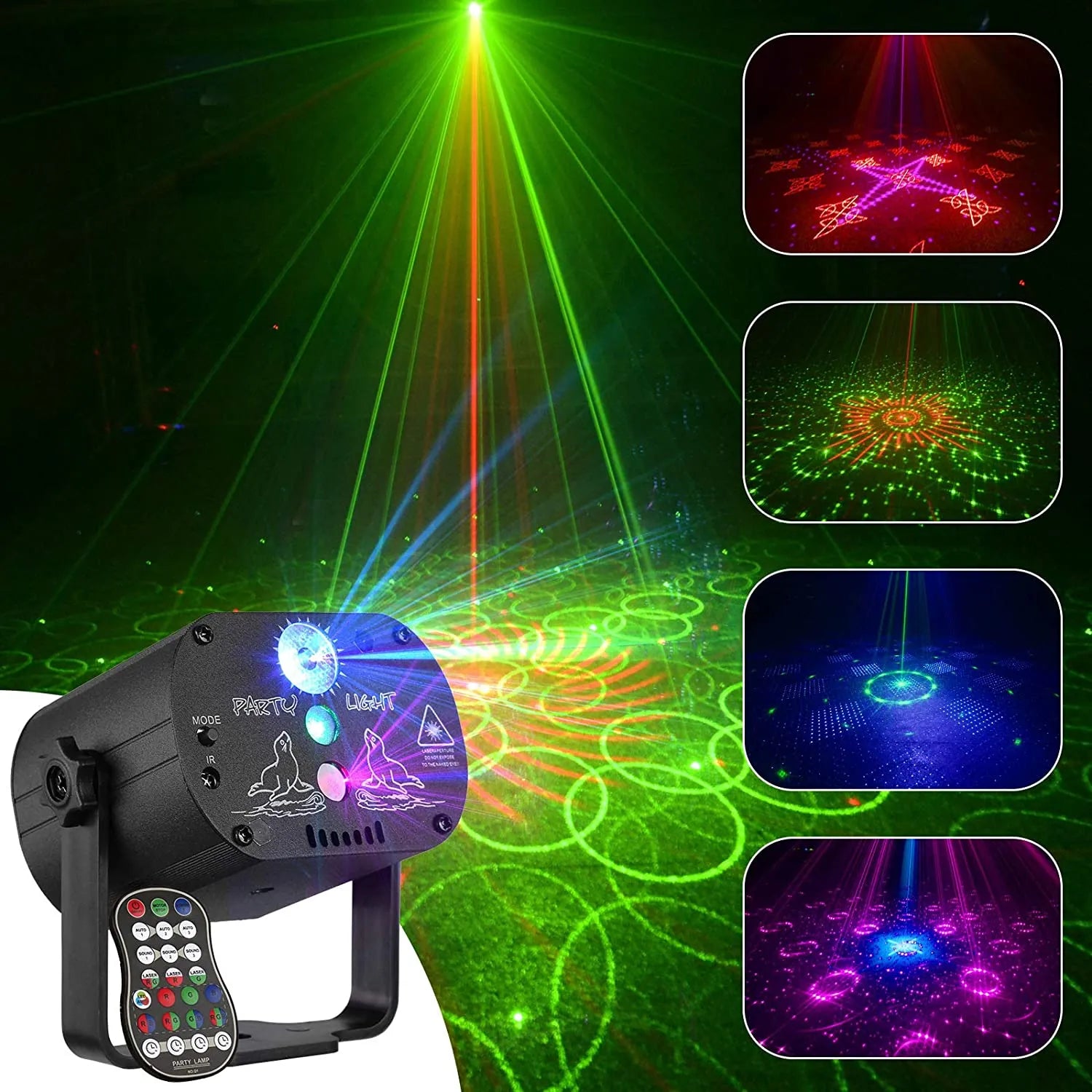 Homkel PROJEKTOR DISCO lazerinis disko rutulys su nuotolinio valdymo pulteliu, muzikiniu režimu ir RGB LED 8W
