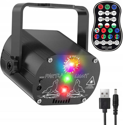 Homkel PROJEKTOR DISCO lazerinis disko rutulys su nuotolinio valdymo pulteliu, muzikiniu režimu ir RGB LED 8W
