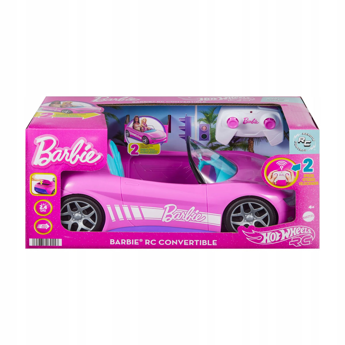 „Hot Wheels Barbie“ rožinis nuotoliniu būdu valdomas kabrioletas + lėlė