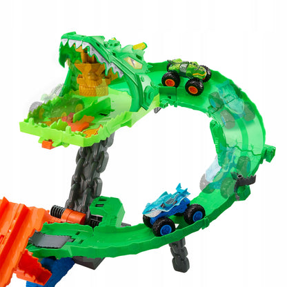 „Hot Wheels Monster Trucks“ trasa „Rykliai prieš dinozaurus: drakono lenktynės“