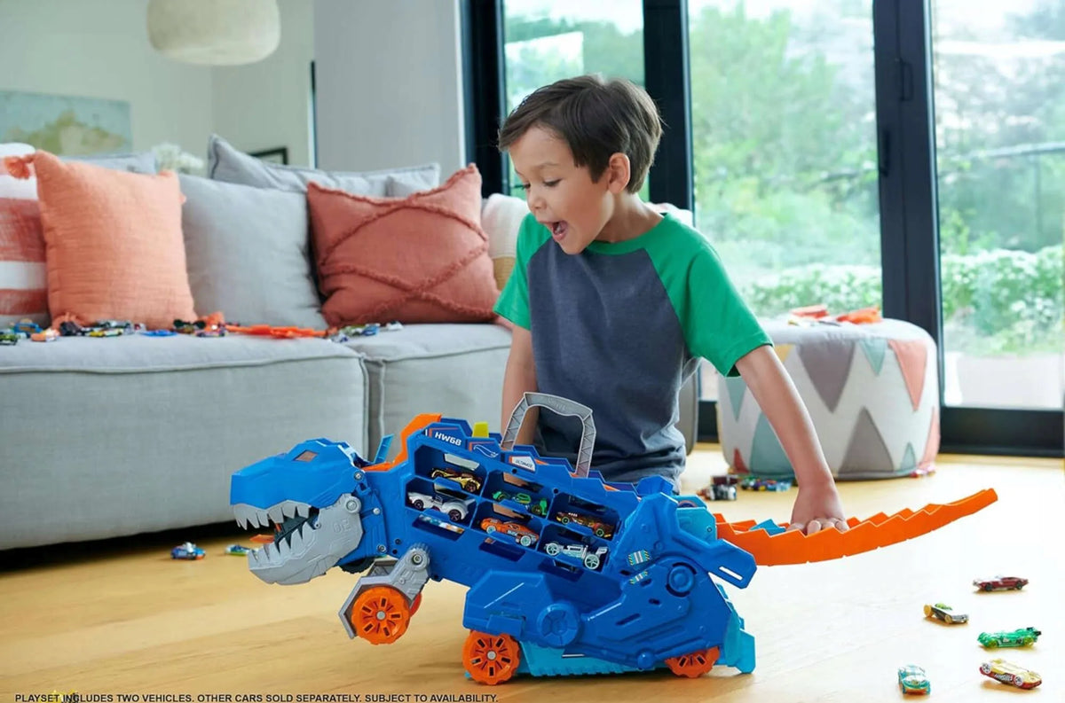 „Hot Wheels“ T-rekso mega transporteris su lenktynių trasa ir 2 automobiliukais