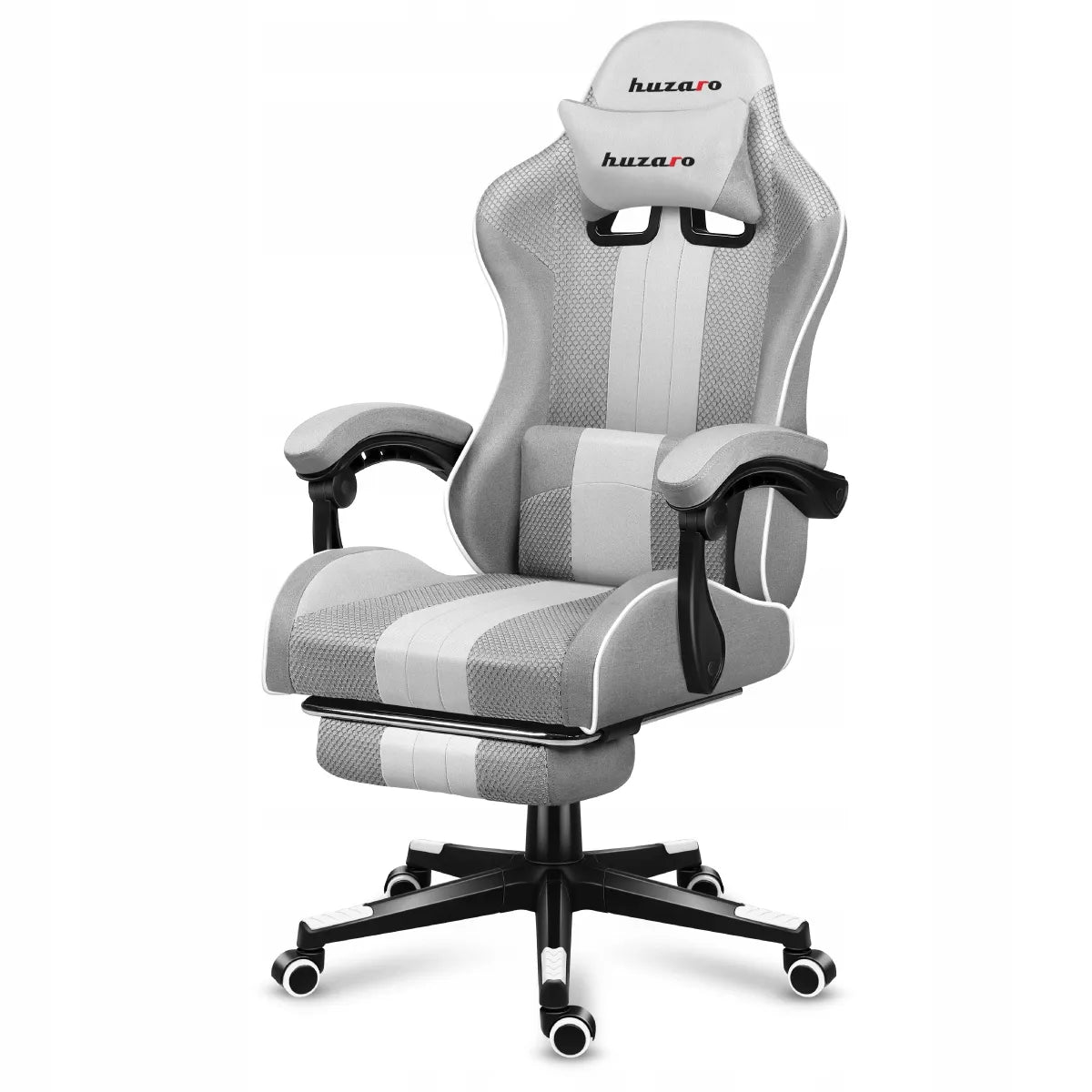 Huzaro Force 4.7 White Mesh žaidimų kėdė su kojų atrama