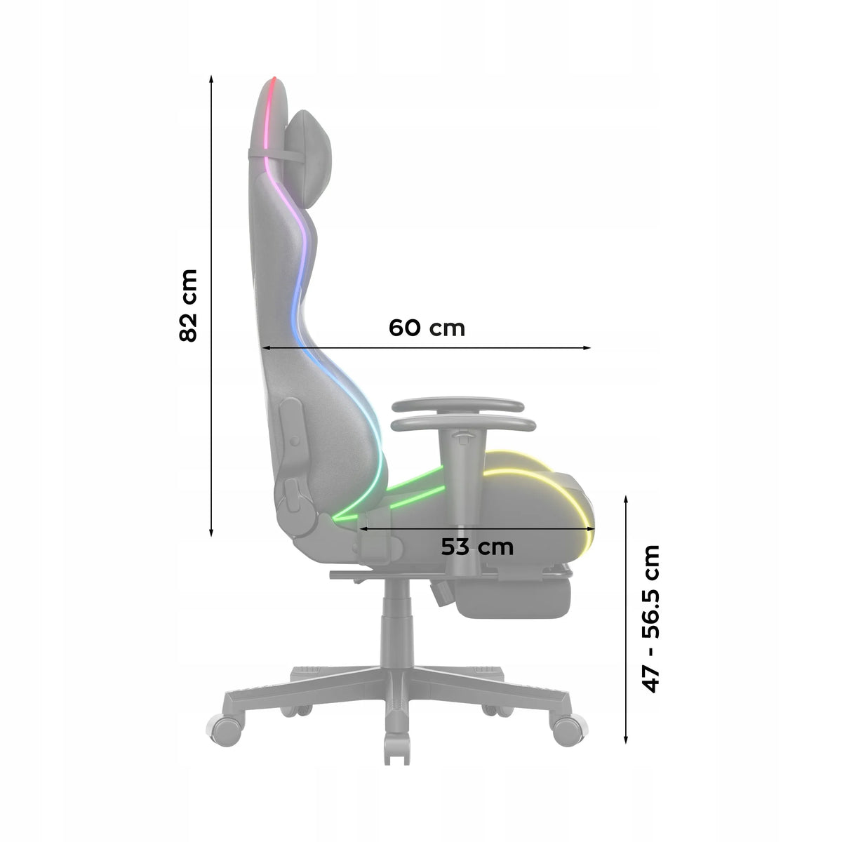 Huzaro Force 5.7 RGB pasukama žaidimų kėdė su reguliuojamu aukščiu