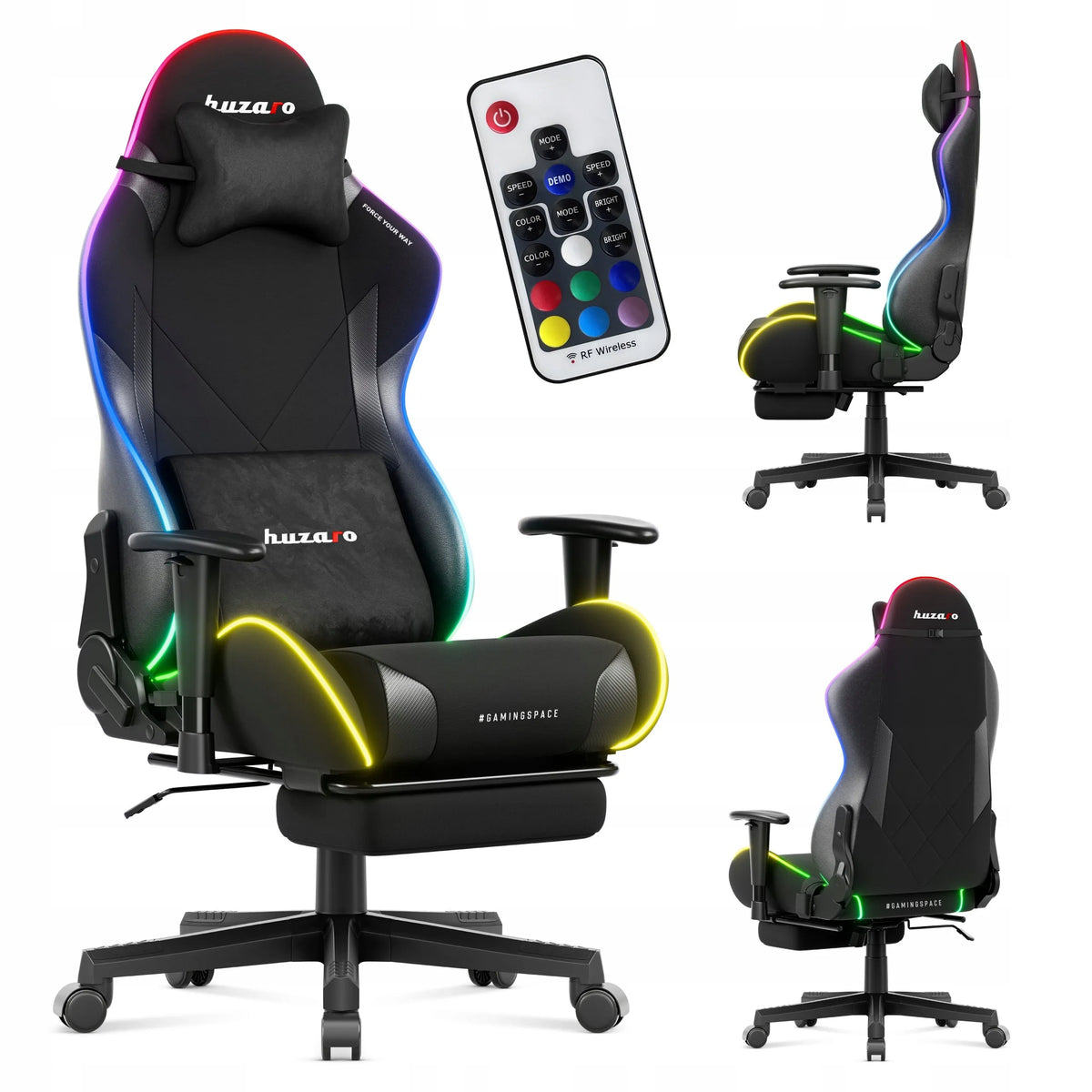 Huzaro Force 5.7 RGB pasukama žaidimų kėdė su reguliuojamu aukščiu