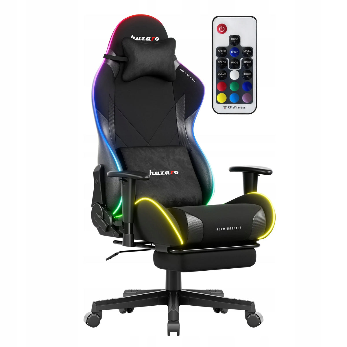Huzaro Force 5.7 RGB pasukama žaidimų kėdė su reguliuojamu aukščiu