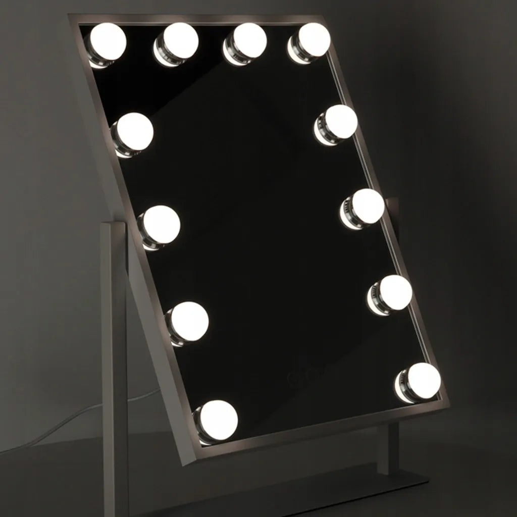 Ikonka „Hollywood“ stovelintis makiažo veidrodis su LED lemputėmis, 30x40 cm, USB