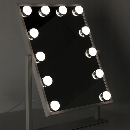Ikonka „Hollywood“ stovelintis makiažo veidrodis su LED lemputėmis, 30x40 cm, USB