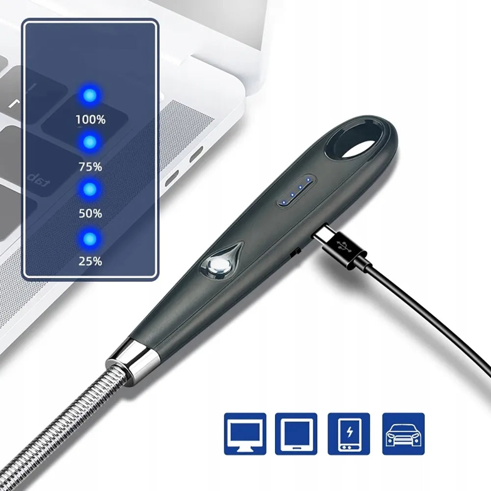 Įkraunamas plazminis USB žiebtuvėlis su lanksčiu kakleliu žvakėms