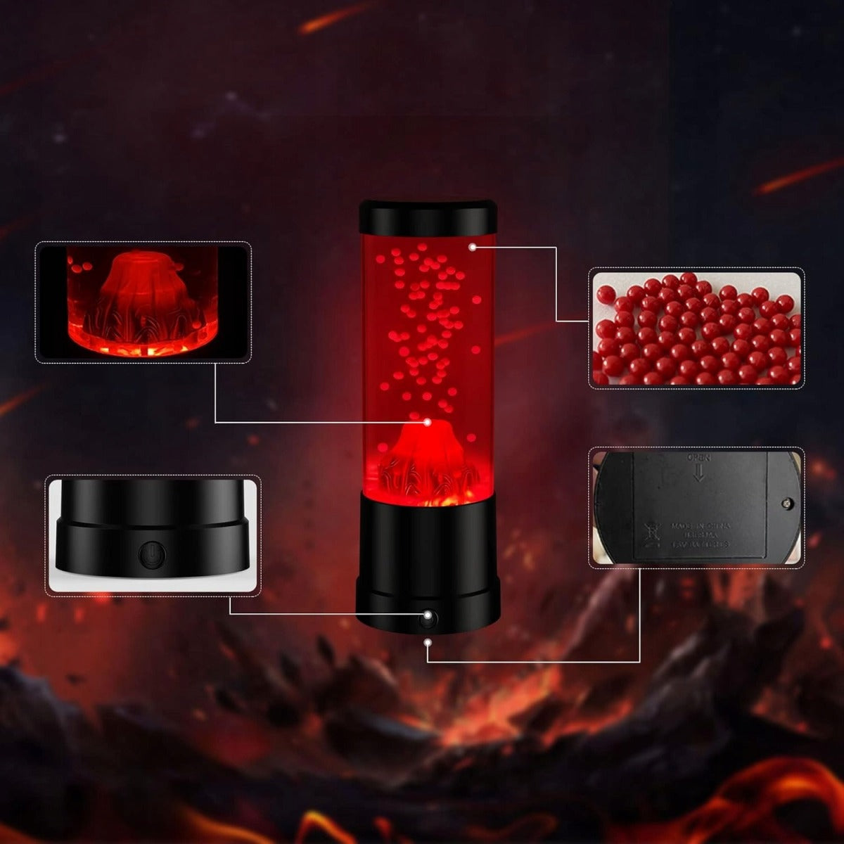 Lavos Lempa su Raudonu Apšvietimu - Vulkanas