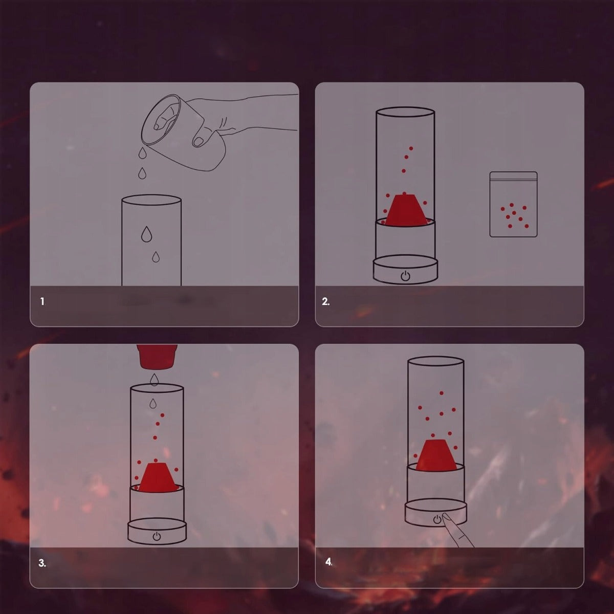 Lavos Lempa su Raudonu Apšvietimu - Vulkanas