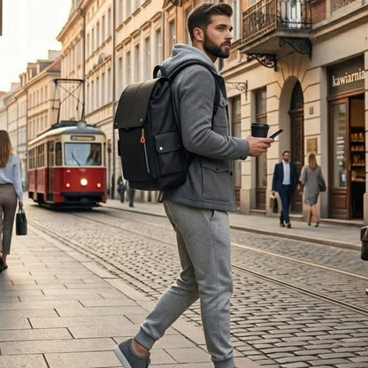 Imiti juoda miesto kuprinė darbui ir mokyklai, su skyriumi 15 colių nešiojamajam kompiuteriui