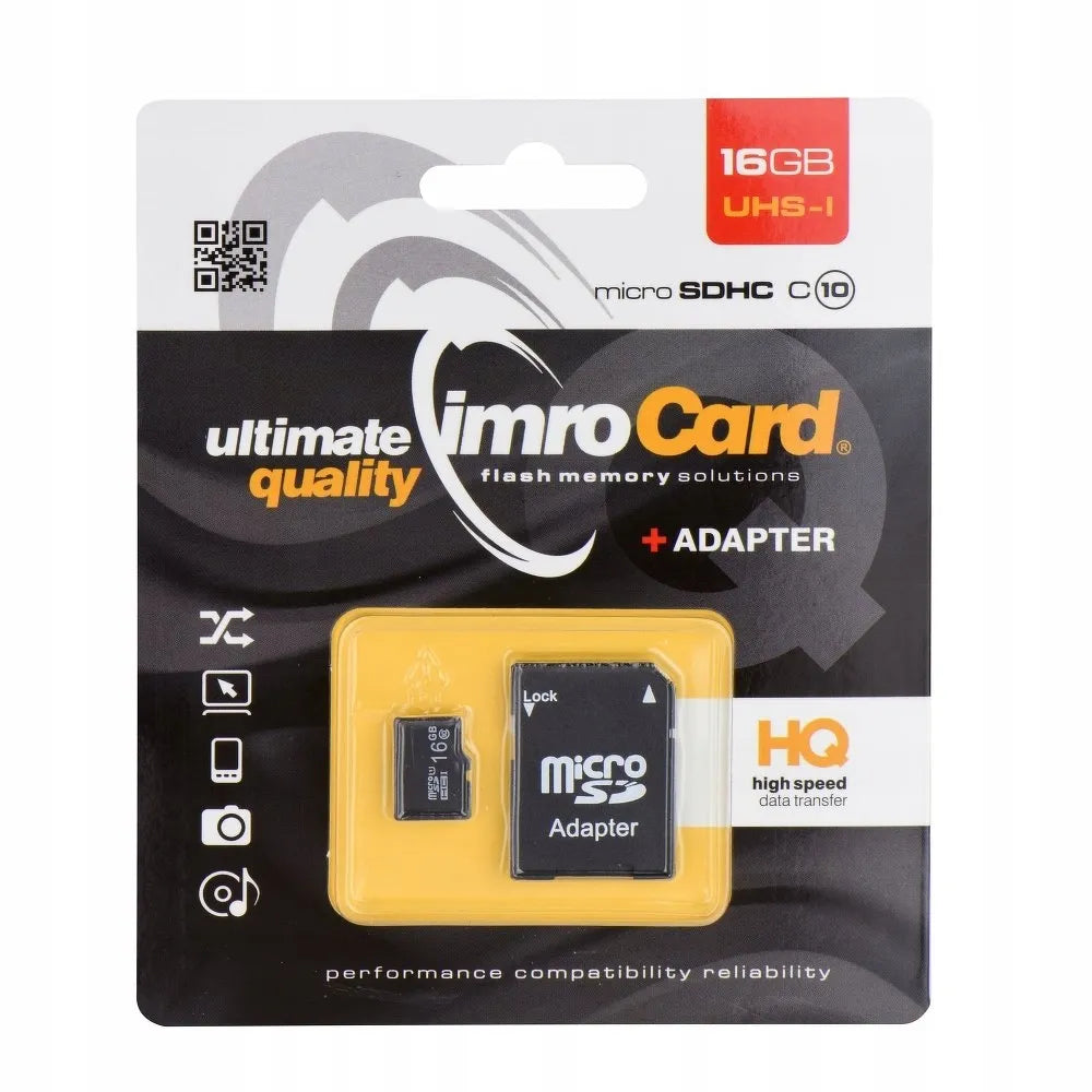 IMRO microSD 16GB atminties kortelė su SD adapteriu, 10 klasė