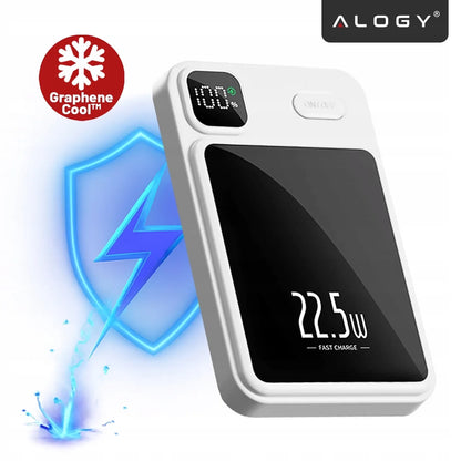 Indukcinis „MagSafe“ maitinimo blokas „Alogy“ 10000mAh Qi 22.5W USB-C USB + laidas