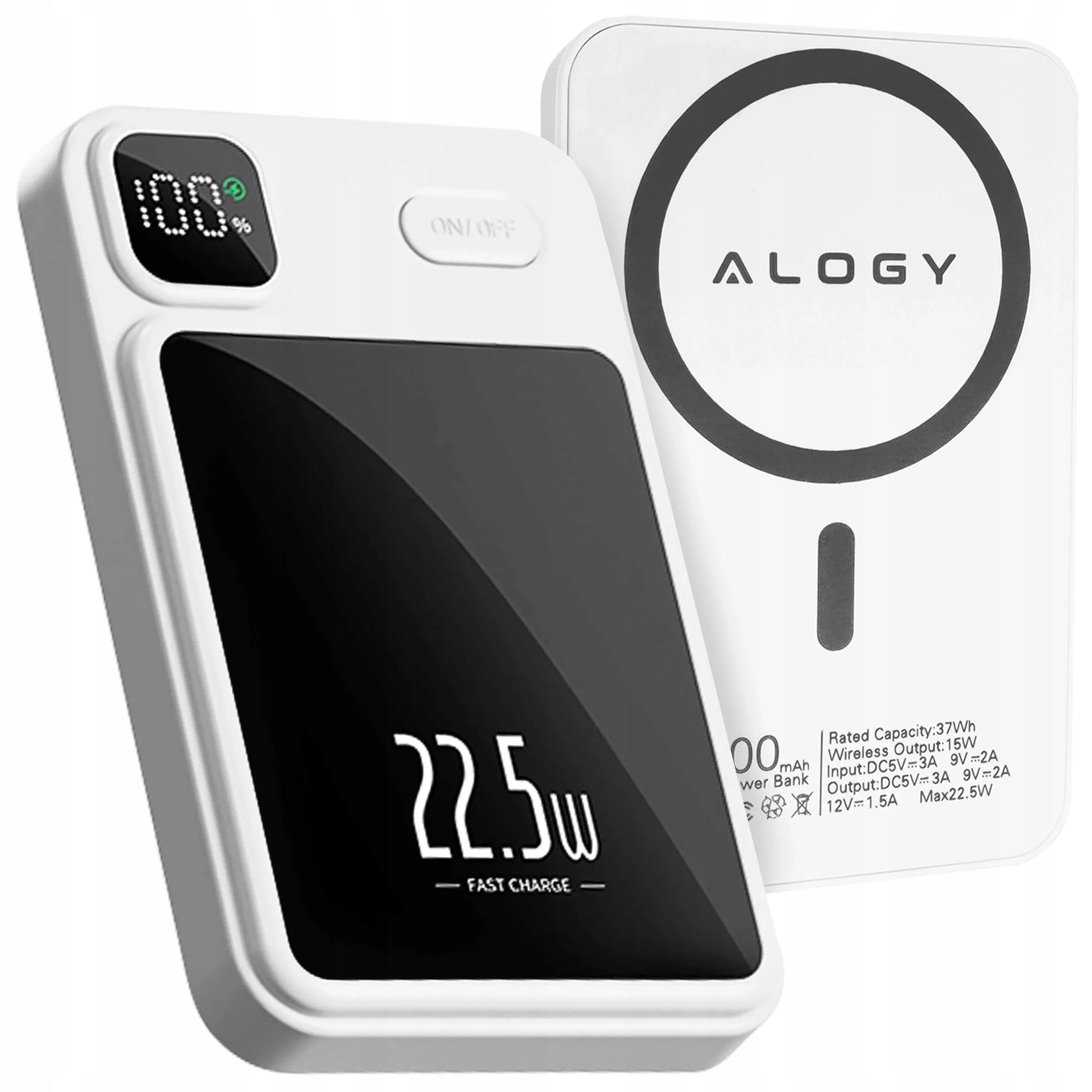 Indukcinis „MagSafe“ maitinimo blokas „Alogy“ 10000mAh Qi 22.5W USB-C USB + laidas