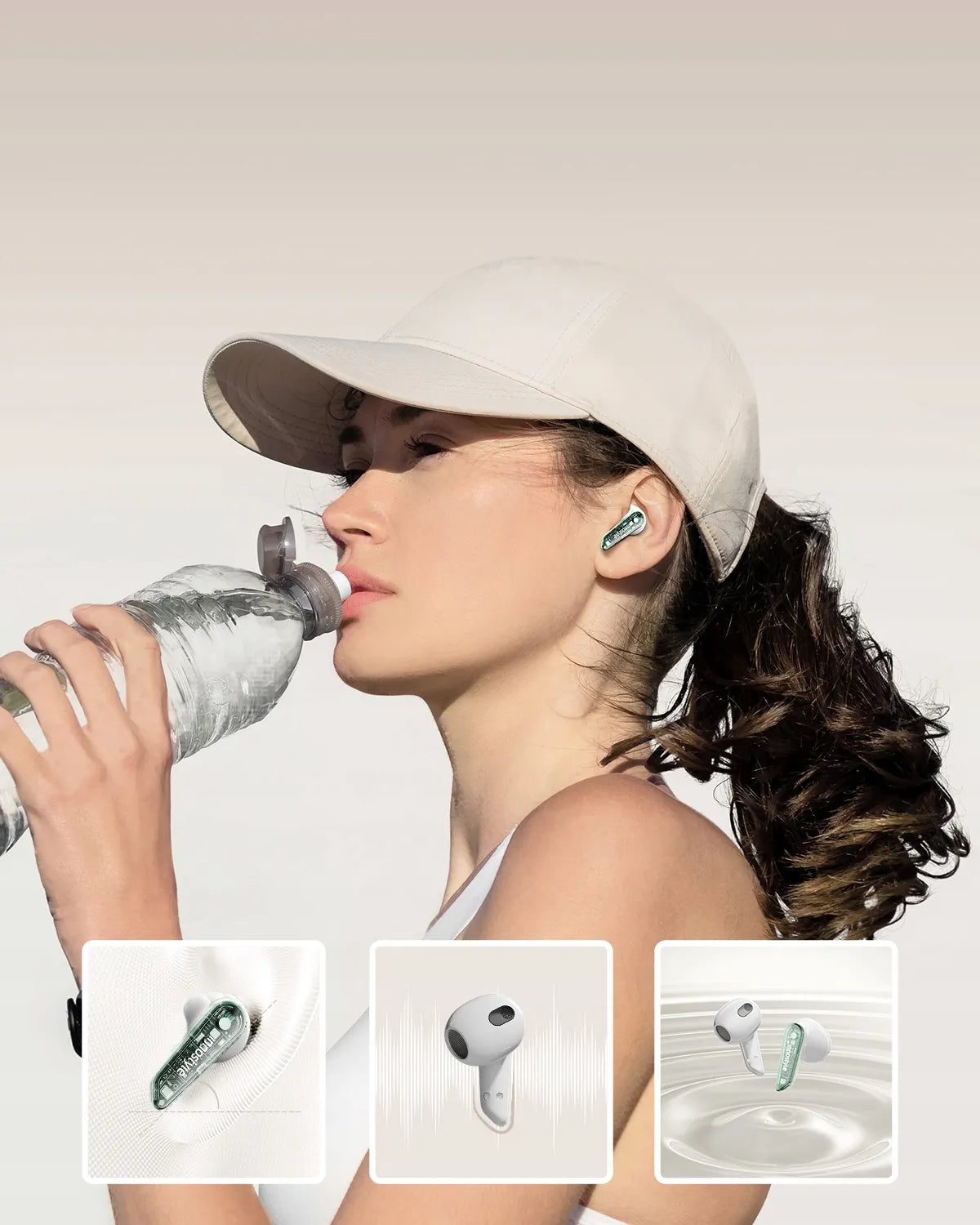 „Innostyle ClearSonics“ belaidės į ausis įstatomos „Bluetooth 5.3“ ausinės su mikrofonu ir įkrovimo dėklu, žalios