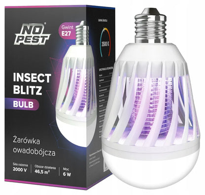 Insekticidinė lempa No-Pest žibuto tipo gaudyklė uodams, musėms, smulkiems vabzdžiams ir kandims