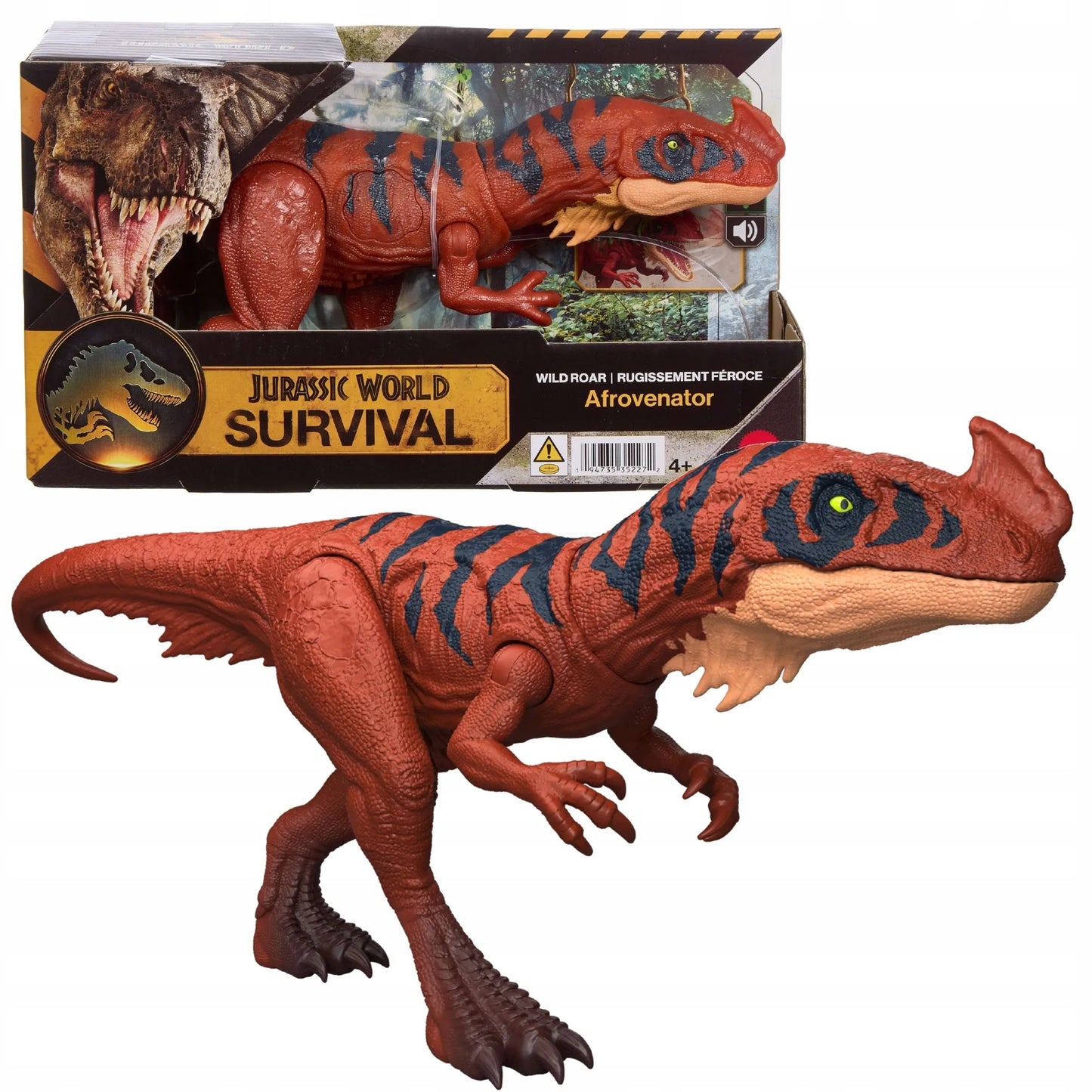 Interaktyvi figūrėlė Jurassic World riaumojantis Afrovenator su šviesos ir garso efektais