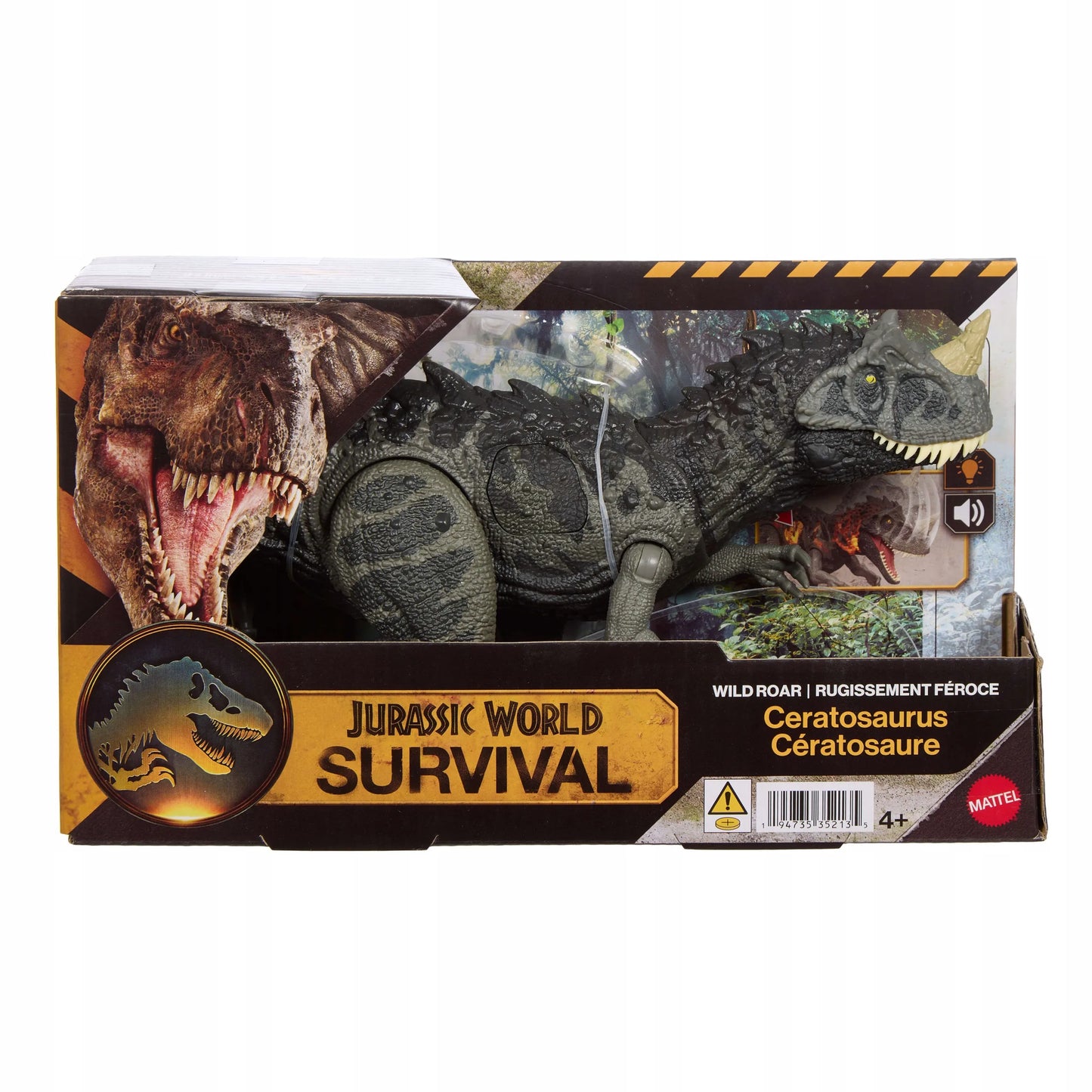 Interaktyvi figūrėlė Jurassic World riaumojantis dinozauras Ceratosaurus su garsais