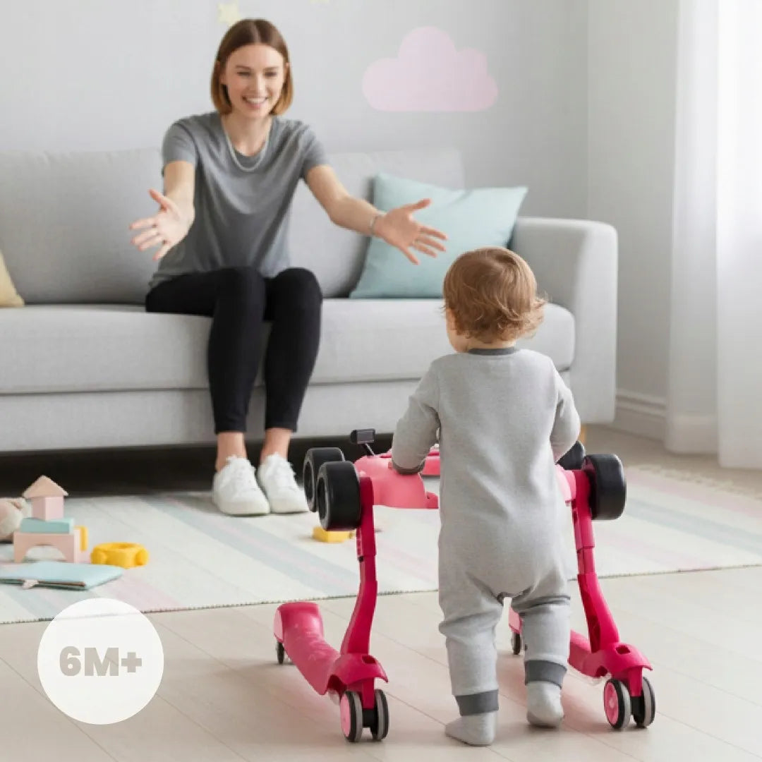 Interaktyvi vaikiška vaikštynė Sun Baby Formula 1 lenktyninis automobilis 3in1 su garsais, rožinė