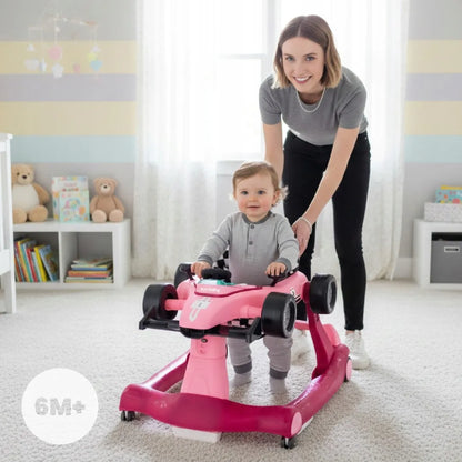Interaktyvi vaikiška vaikštynė Sun Baby Formula 1 lenktyninis automobilis 3in1 su garsais, rožinė