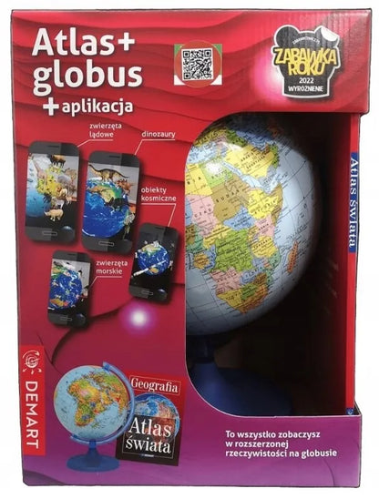 Interaktyvus gaublys su programėle, 22 cm, ir atlasas