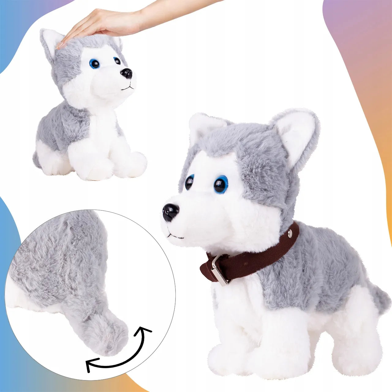 Interaktyvus pliušinis šuniukas Husky, valdomas balsu, loja