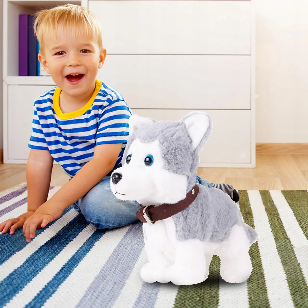 Interaktyvus pliušinis šuniukas Husky, valdomas balsu, loja