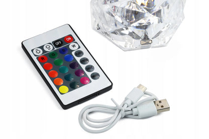 „Interlook Diamond“ krištolo efekto LED naktinė lempa, rožės formos, liečiama, RGB, su pulteliu
