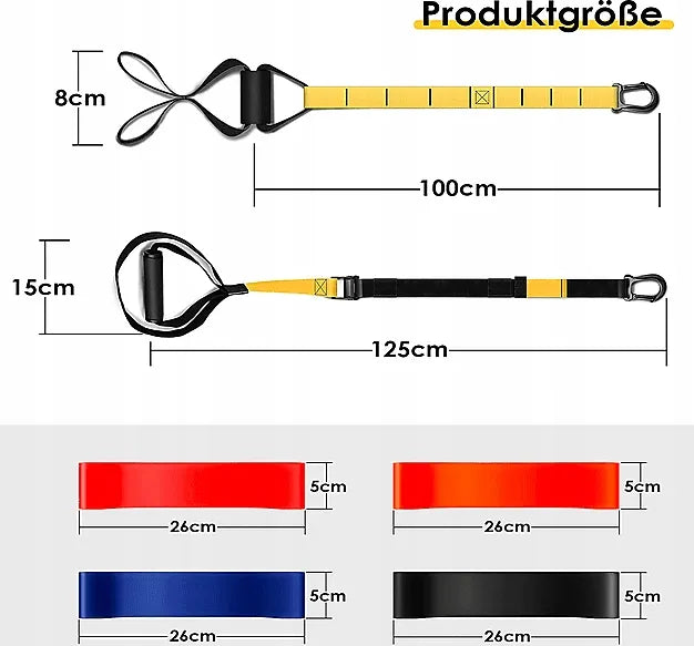 INTEY TRX diržų komplektas + pasipriešinimo gumos treniruotėms