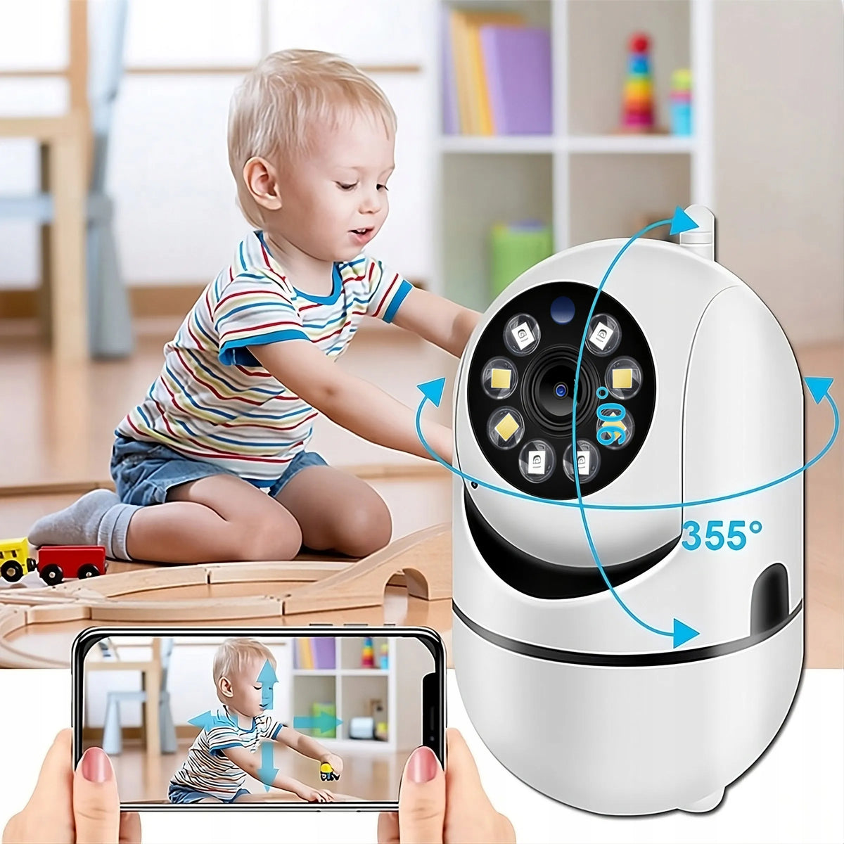 IP FULL HD WiFi belaidė elektroninė auklė su pasukama kamera RETOO E936