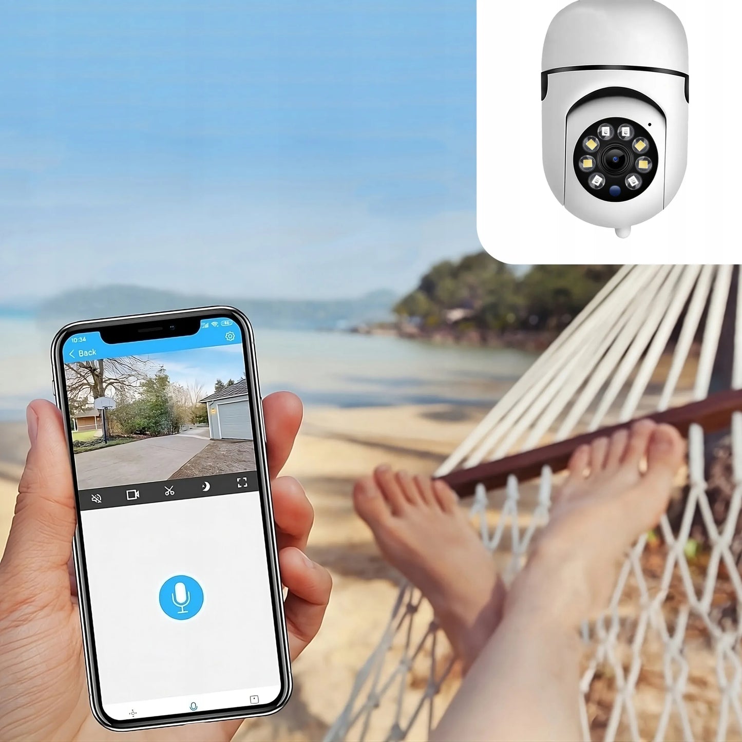 IP FULL HD WiFi belaidė elektroninė auklė su pasukama kamera RETOO E936