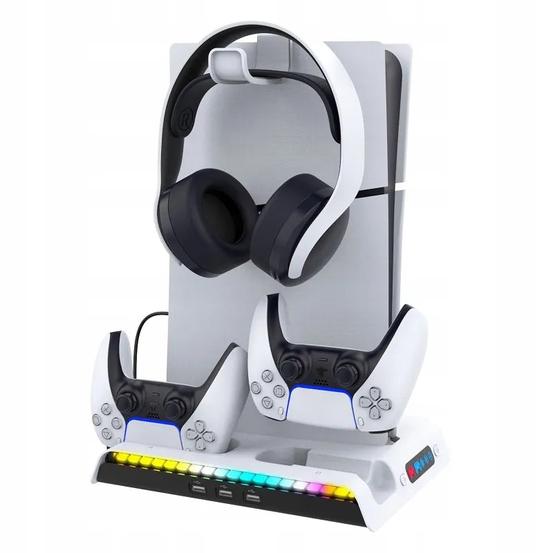 iPega aušinimo stotelė su RGB stovu, skirta Sony PS5 Slim su pultelių laikikliu