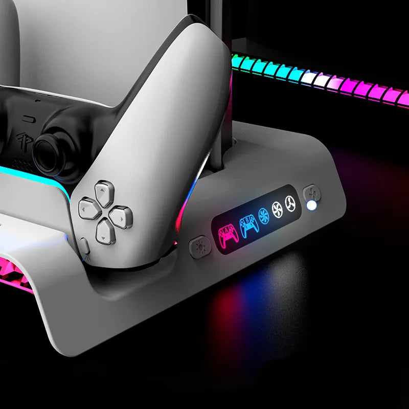 iPega aušinimo stotelė su RGB stovu, skirta Sony PS5 Slim su pultelių laikikliu