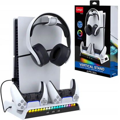 iPega aušinimo stotelė su RGB stovu, skirta Sony PS5 Slim su pultelių laikikliu