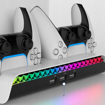 iPega aušinimo stotelė su RGB stovu, skirta Sony PS5 Slim su pultelių laikikliu