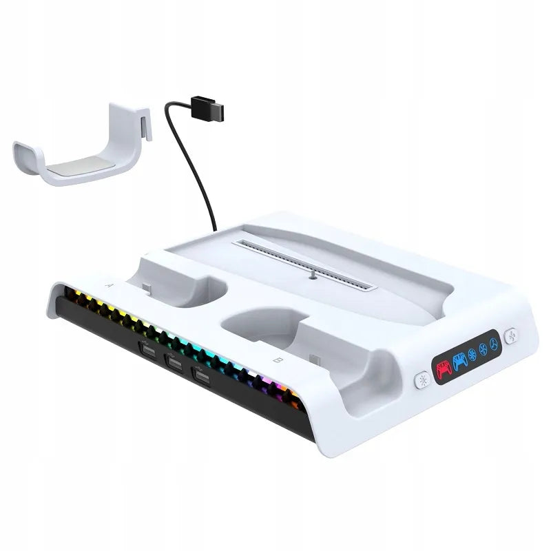 iPega aušinimo stotelė su RGB stovu, skirta Sony PS5 Slim su pultelių laikikliu