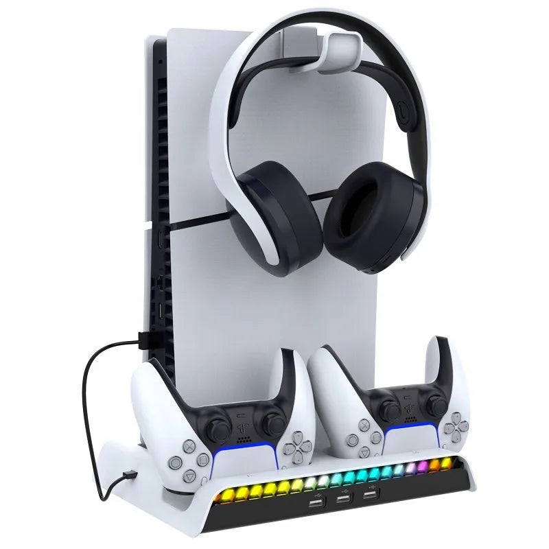iPega aušinimo stotelė su RGB stovu, skirta Sony PS5 Slim su pultelių laikikliu