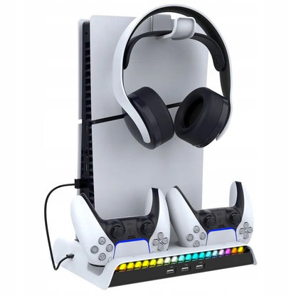 iPega aušinimo stotelė su RGB stovu, skirta Sony PS5 Slim su pultelių laikikliu