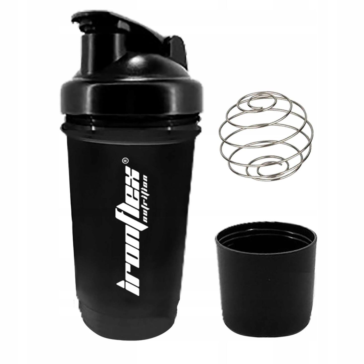IRONFLEX plakiklis 500 ml su talpykla baltymams sandarus sporto salės gertuvė