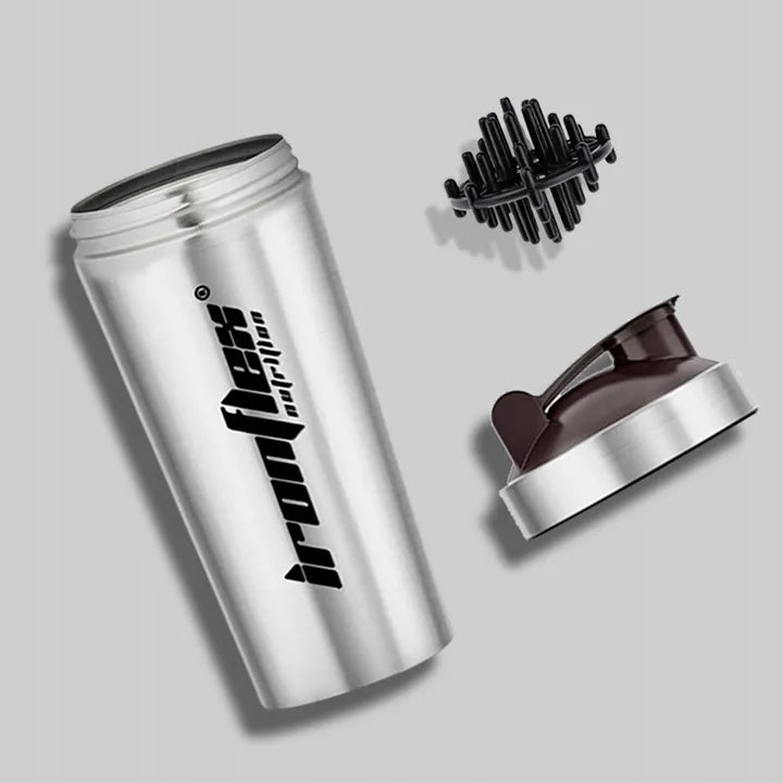 IRONFLEX plieninė gertuvė 750 ml sandarus plaktuvas papildams sporto salei ir treniruotėms