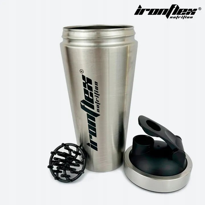 IRONFLEX plieninė gertuvė 750 ml sandarus plaktuvas papildams sporto salei ir treniruotėms