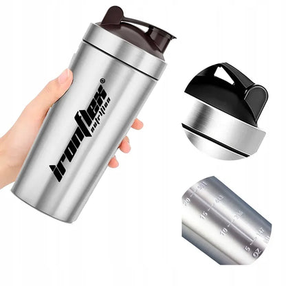 IRONFLEX plieninė gertuvė 750 ml sandarus plaktuvas papildams sporto salei ir treniruotėms