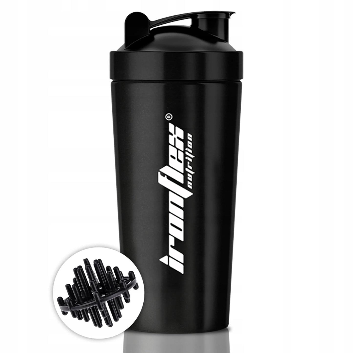 IRONFLEX STEEL SHAKER 750ml sandarus plaktuvė maisto papildams sporto salei ir treniruotėms