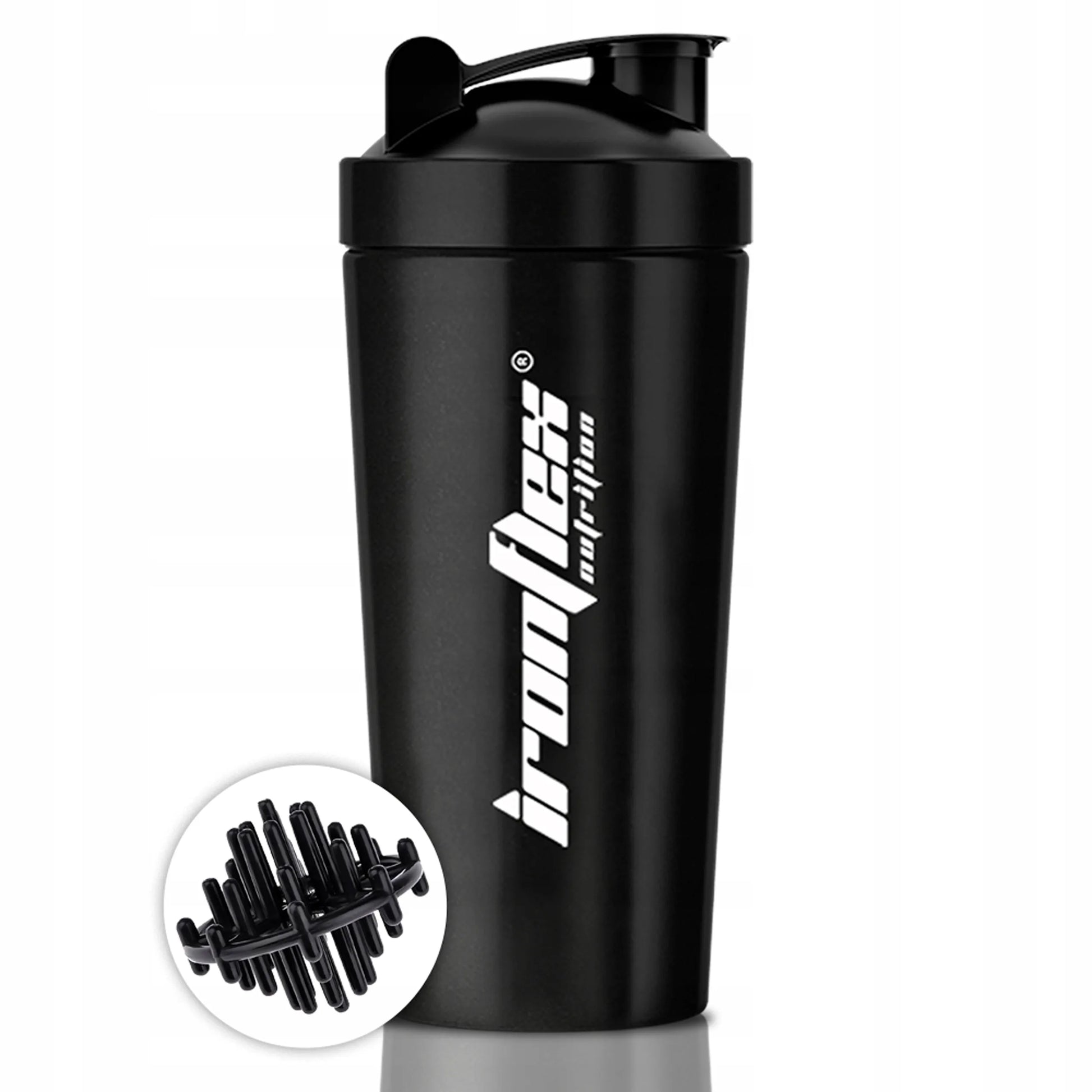IRONFLEX STEEL SHAKER 750ml sandarus plaktuvė maisto papildams sporto salei ir treniruotėms