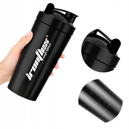 IRONFLEX STEEL SHAKER 750ml sandarus plaktuvė maisto papildams sporto salei ir treniruotėms