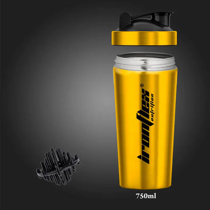 IRONFLEX STEEL SHAKER 750ml sandarus plaktuvėlis papildams sporto salei ir treniruotėms